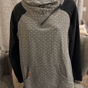 Maurices Gray and Black Polka Dot Cowl Neck Sweater